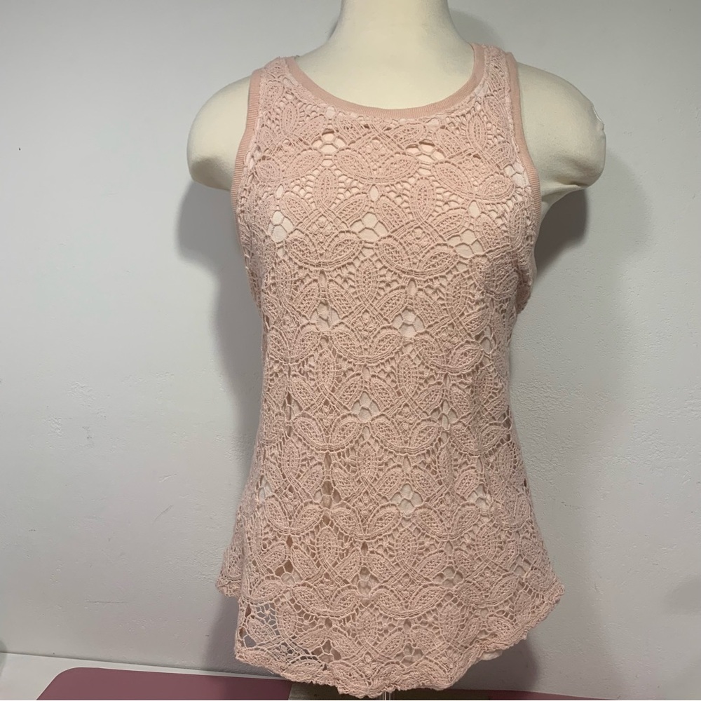 Sundance Tank Top Blush Pink Lace Blouse Medium Layering Blush Pastel